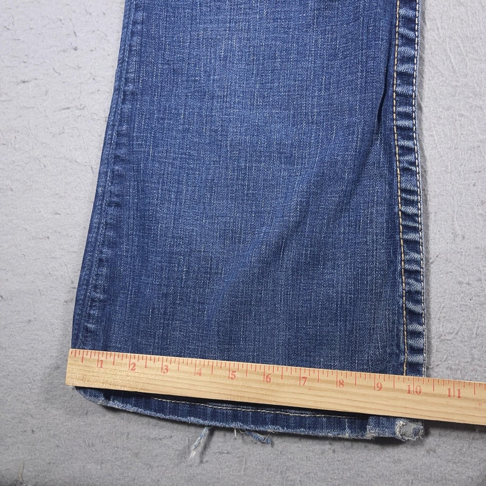 BKE Star Flare Jeans Womens 32x35.5 Blue Distressed Denim Bootcut Low Rise‎ - Picture 4 of 13
